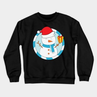 Cute Snow Man Santa Hat Christmas Gift Crewneck Sweatshirt